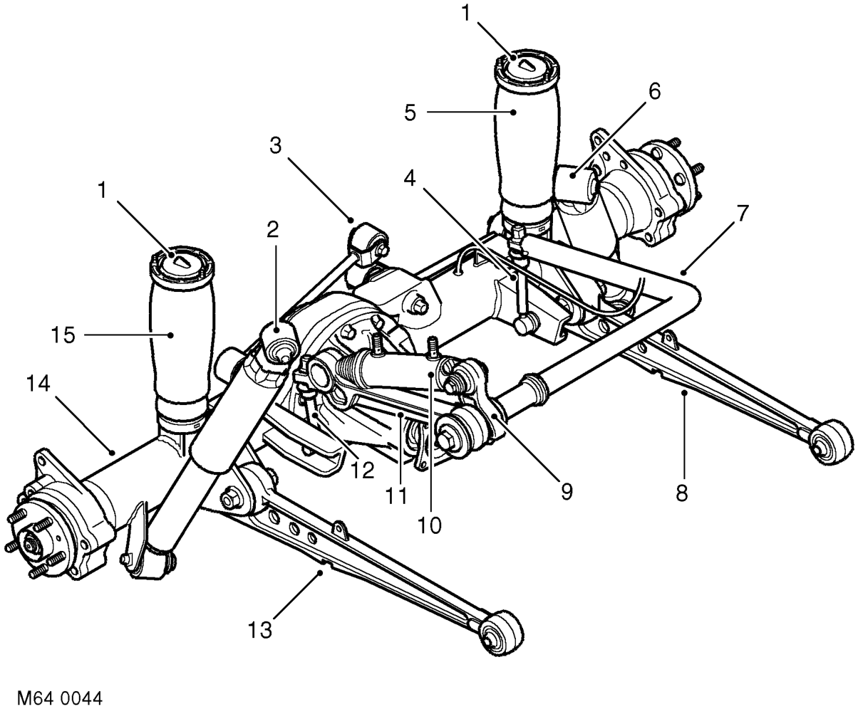 Rear suspension component layout (vehicles with sls)