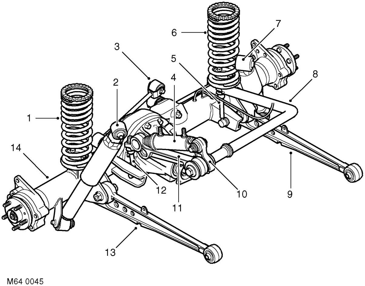 Rear suspension component layout (vehicles without sls)