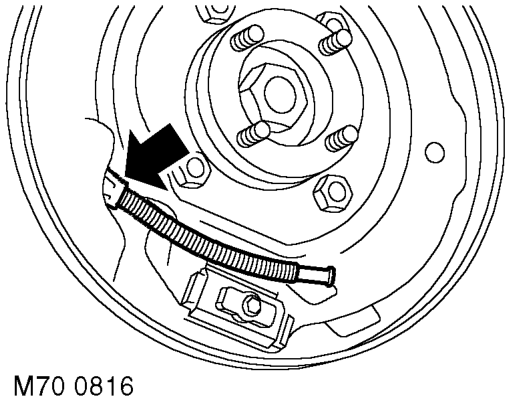 Cable - handbrake – Remove brake shoes from hand brake assembly.  BRAKES, REPAIRS, Brake shoes - handbrake.