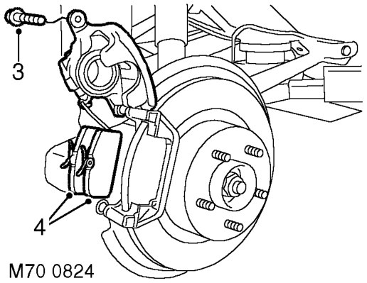 Brake pads - rear – Remove road wheel(s).