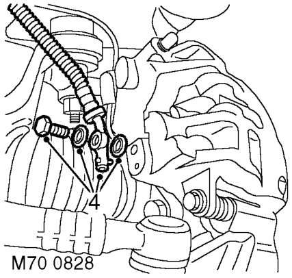 Housing - caliper - front – Clamp brake hose to prevent fluid loss.