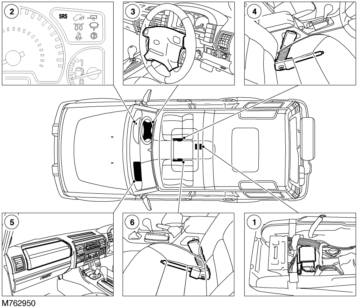 Srs component layout – RESTRAINT SYSTEMSDESCRIPTION AND OPERATION
