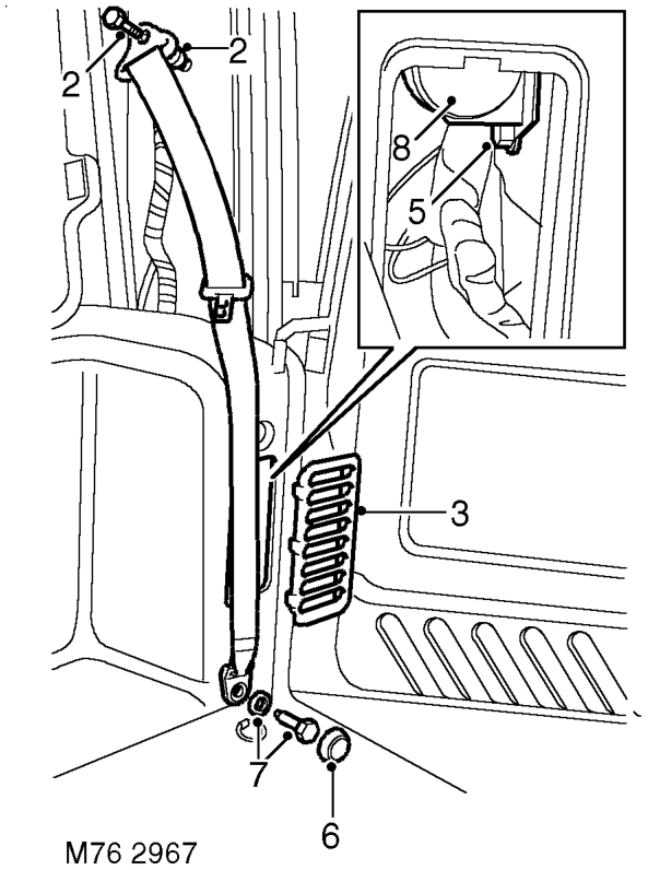 Seat belts - third row – Remove 'D' post trim casing.  INTERIOR TRIM COMPONENTS, REPAIRS, Trim casing - 'D' post.