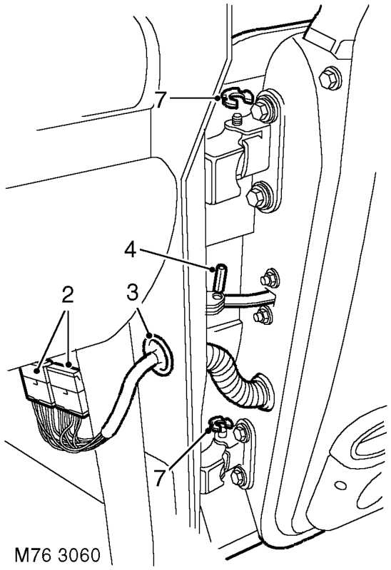 Door - front – Release 'A' post lower trim and position aside.
