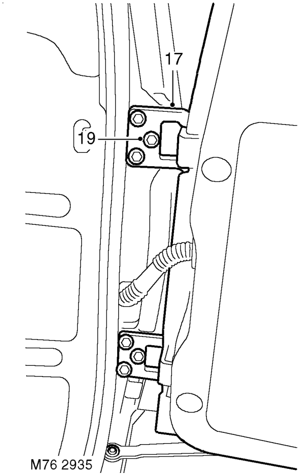 Door - tail – Remove spring clip securing check strap to tail door aperture and collect washer.
