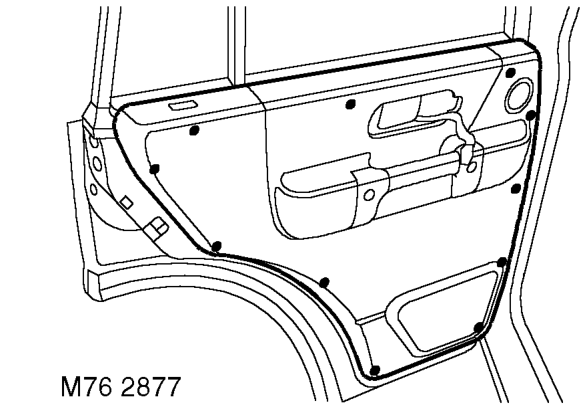 Trim casing - rear door – Remove 2 screws securing hand rail to door.