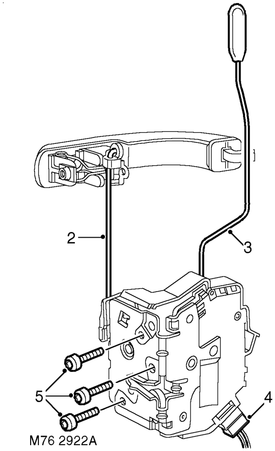 Latch and motor - front door – Remove front door frame. DOORS, REPAIRS, Glass - front or rear door.