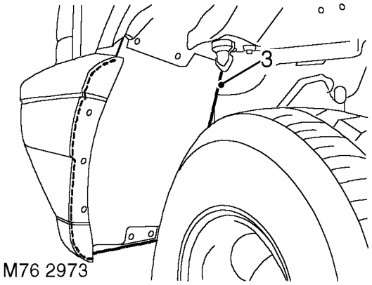 Wing - front - up to 03my – Remove front wheel arch liner.  EXTERIOR FITTINGS, REPAIRS, Liner - wheel arch - front.