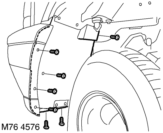 Wing - front - from 03my – Remove the front wheel arch liner.  EXTERIOR FITTINGS, REPAIRS, Liner - wheel arch - fron
