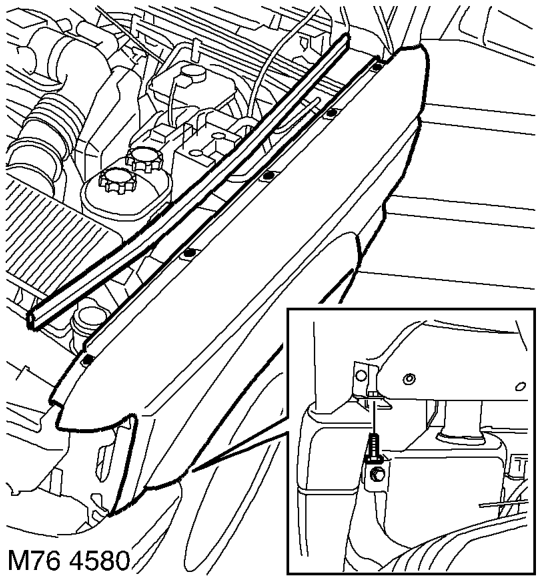 Remove 3 bolts securing front wing rear edge to the body and collect the bracket.