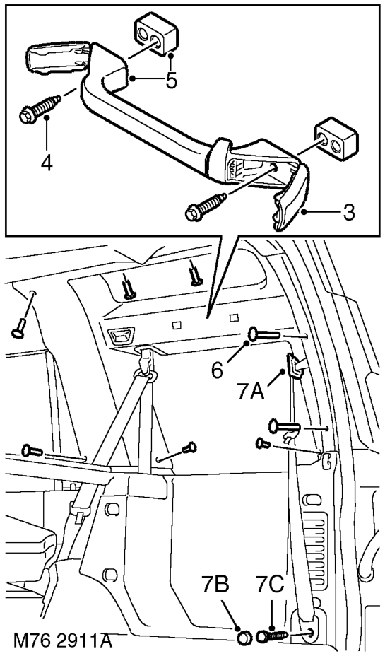 Trim casing - 'd' post – Remove tail door aperture upper trim casing.
