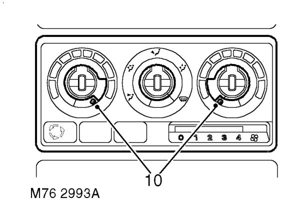 Louvre panel assembly - centre fascia – 9. Models without A/C: Carefully remove blower speed and heater control knobs.