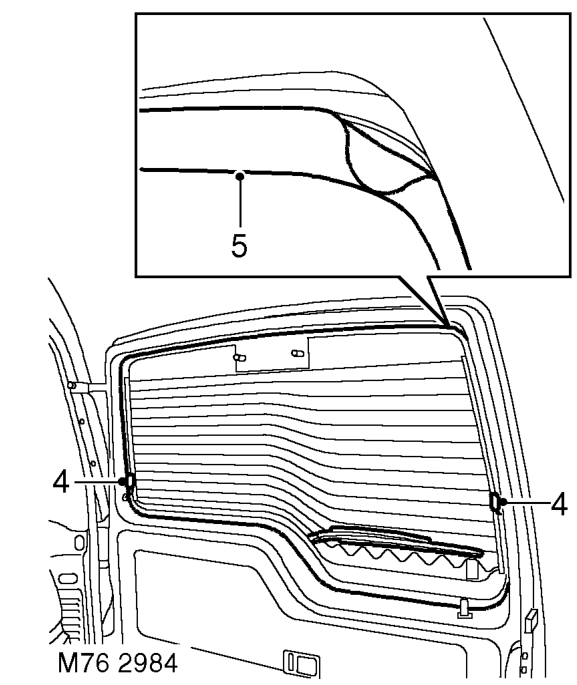 Glass/sealing rubber - tail door – Remove centre high mounted stop lamp.  LIGHTING, REPAIRS, Lamp - stop - centre high mount