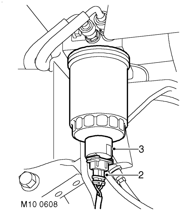 Replace – Position suitable container beneath fuel filter. Check