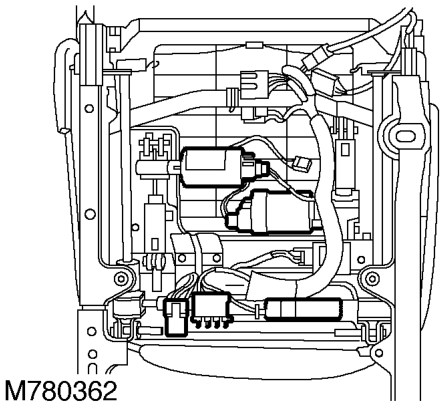Seat fore/ aft motor – The voltage supply to the seat switch pack is from the 40A fuse in the satellite fuse box.