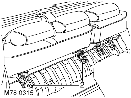 Seat - rear cover - cushion - front seat – Carefully pull carpet away from the rear seat base to gain access to mounting brackets.