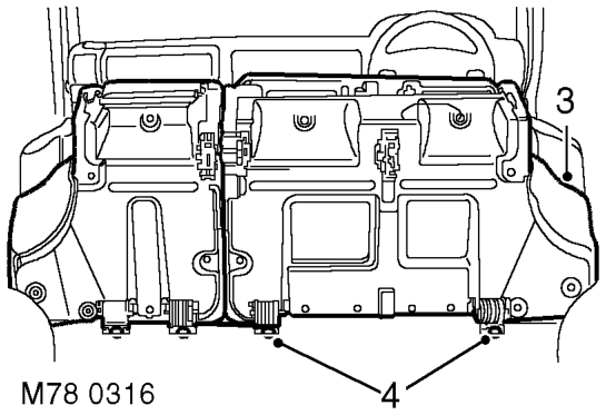 Seat - rear cover - cushion - front seat – Remove 2 Torx bolts securing front of mounting brackets to floor.