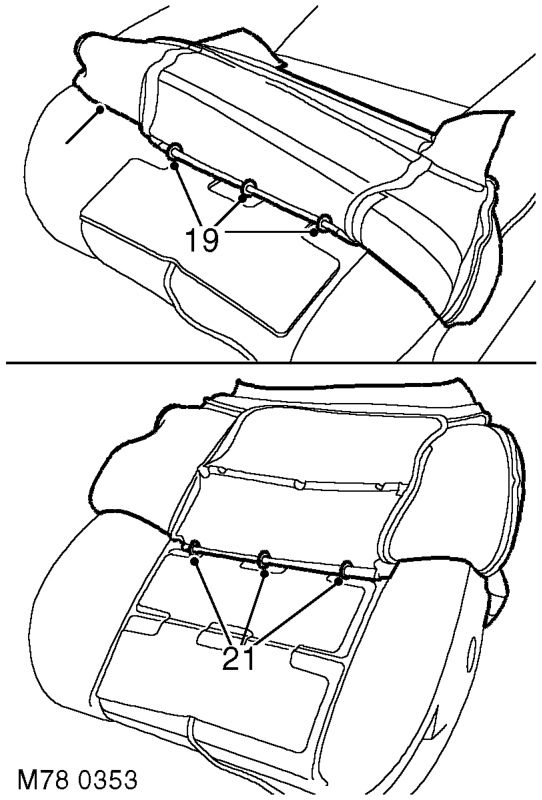 Release hooks from squab frame.