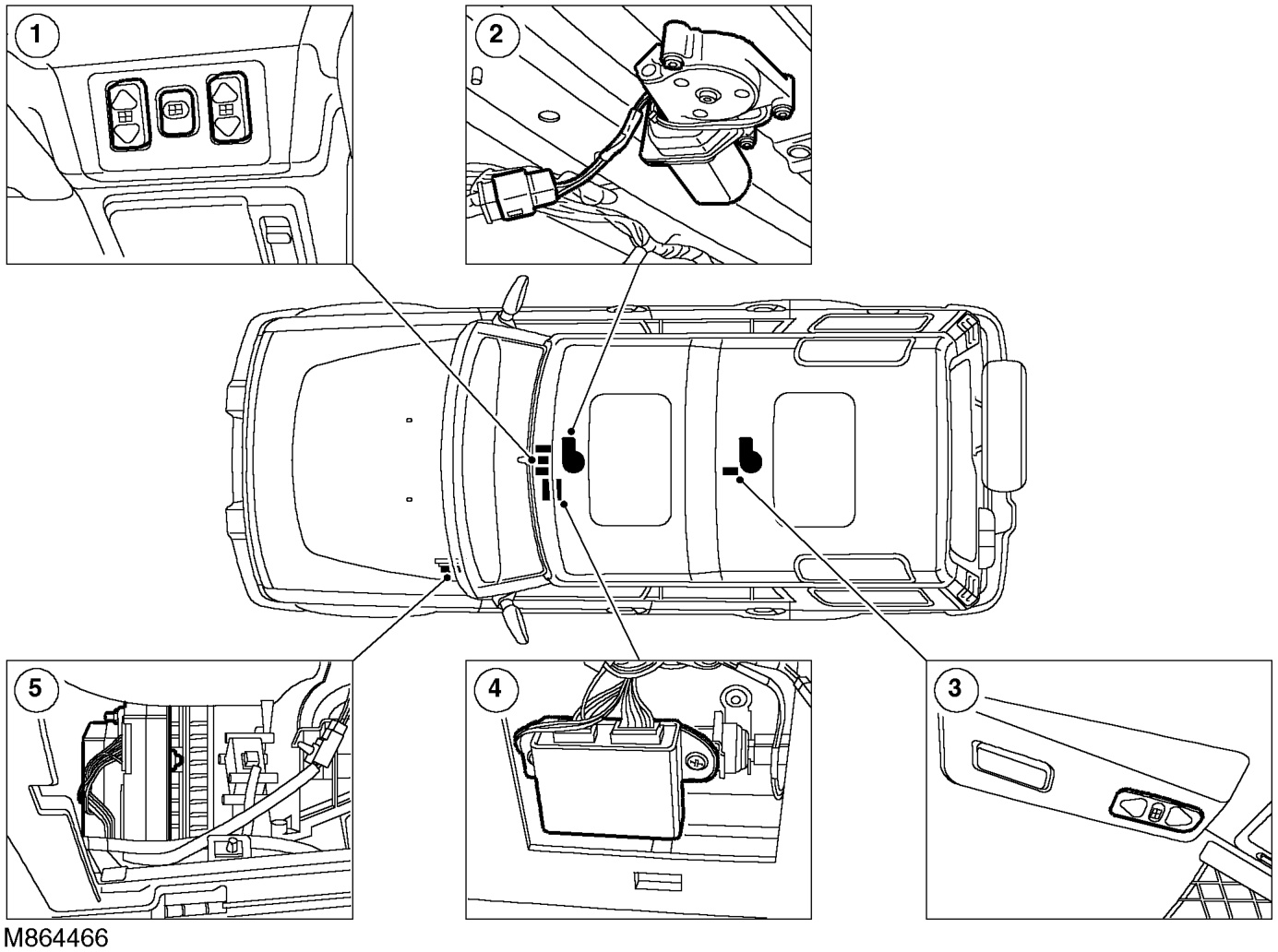 Electric sunroof component location – SUNROOFDESCRIPTION AND OPERATION