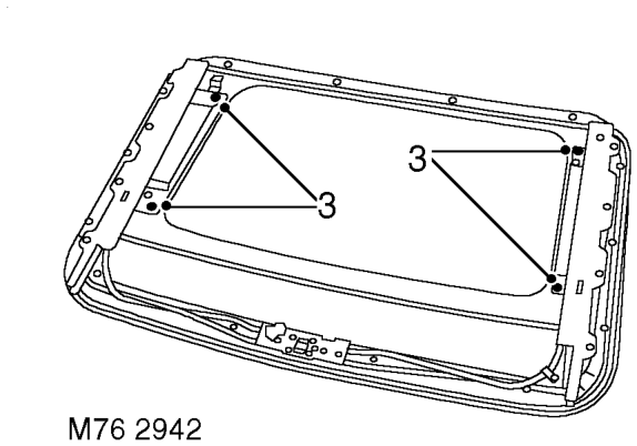 Drive cable assembly – Position sunroof assembly on suitable work bench.