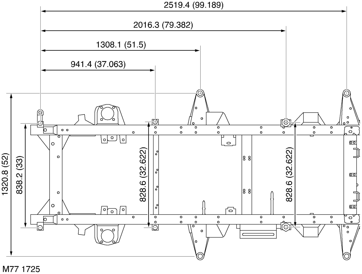 Plan view – CHASSIS AND BODY DIMENSIONSCHASSIS DIMENSIONS