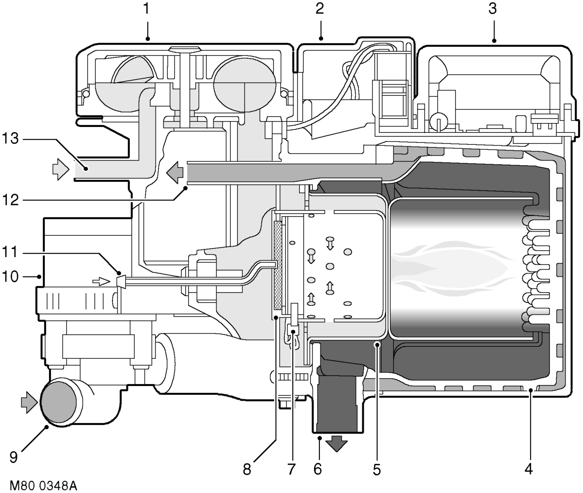 Sectioned view of fbh unit