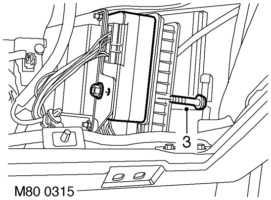 Servo - recirculation flap – Remove 4 screws securing glove box, release catch and remove glove box.