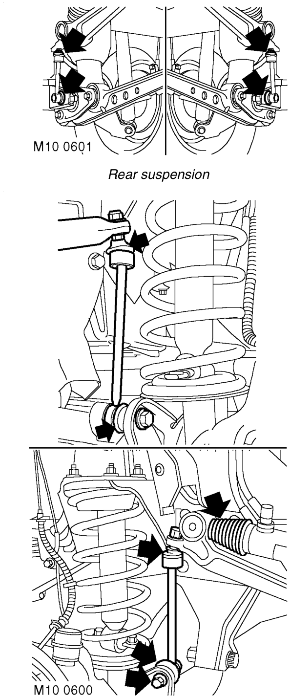 Front and rear axle suspension links – Check electrical harness for chafing and damage.