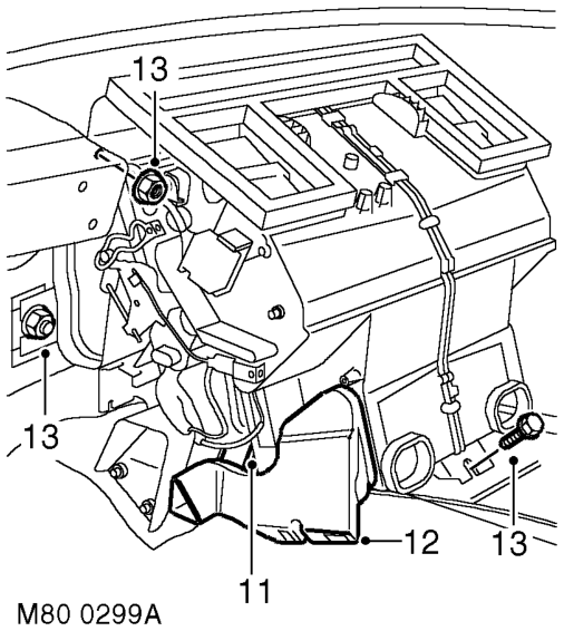Remove 2 screws securing centre console support bracket and remove bracket.