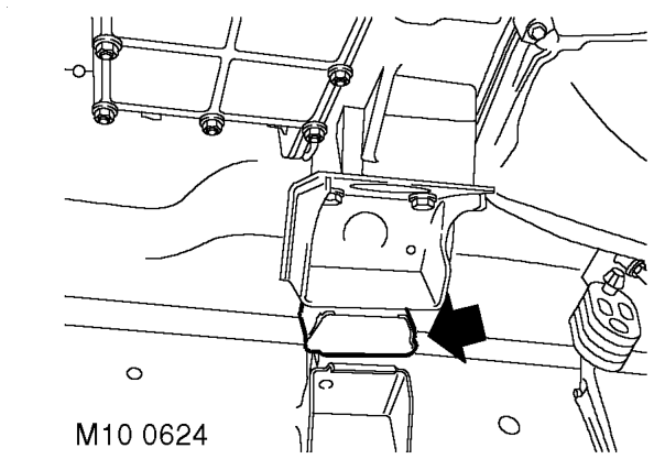 Towing bracket – Check condition of Transfer box - RH mounting rubber.