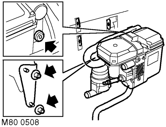 Position container to collect spillage and disconnect quick release fuel pipe from FBH.