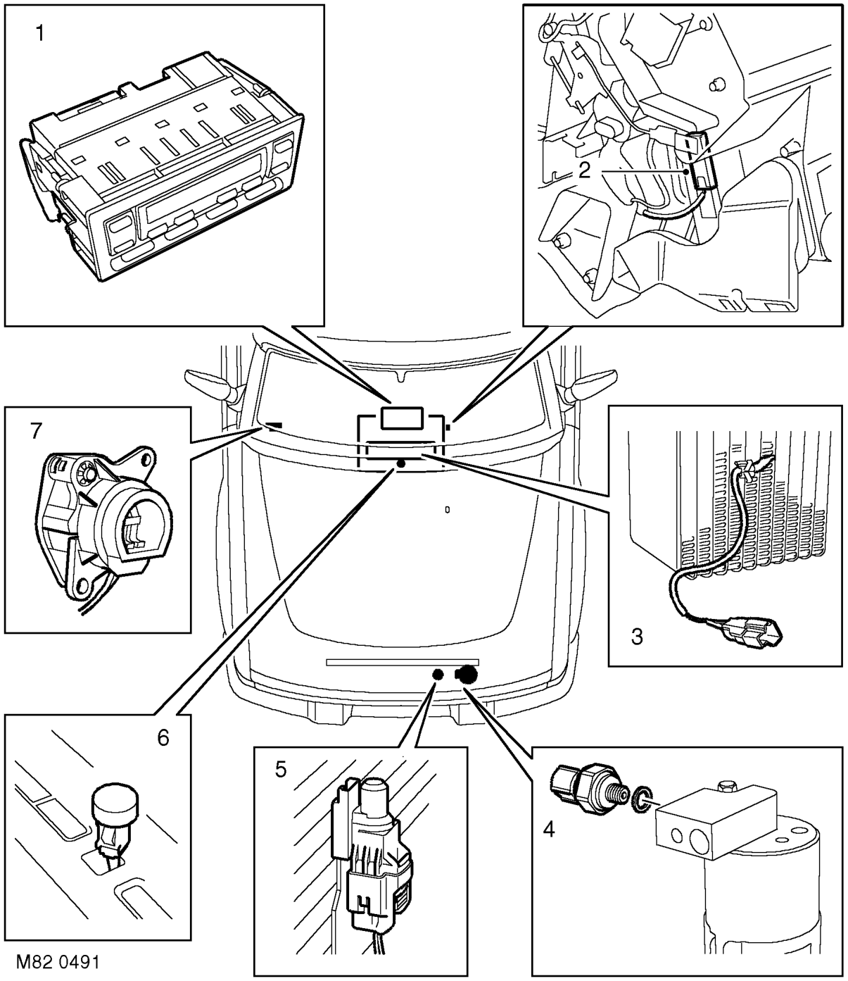 A/c control system component layout