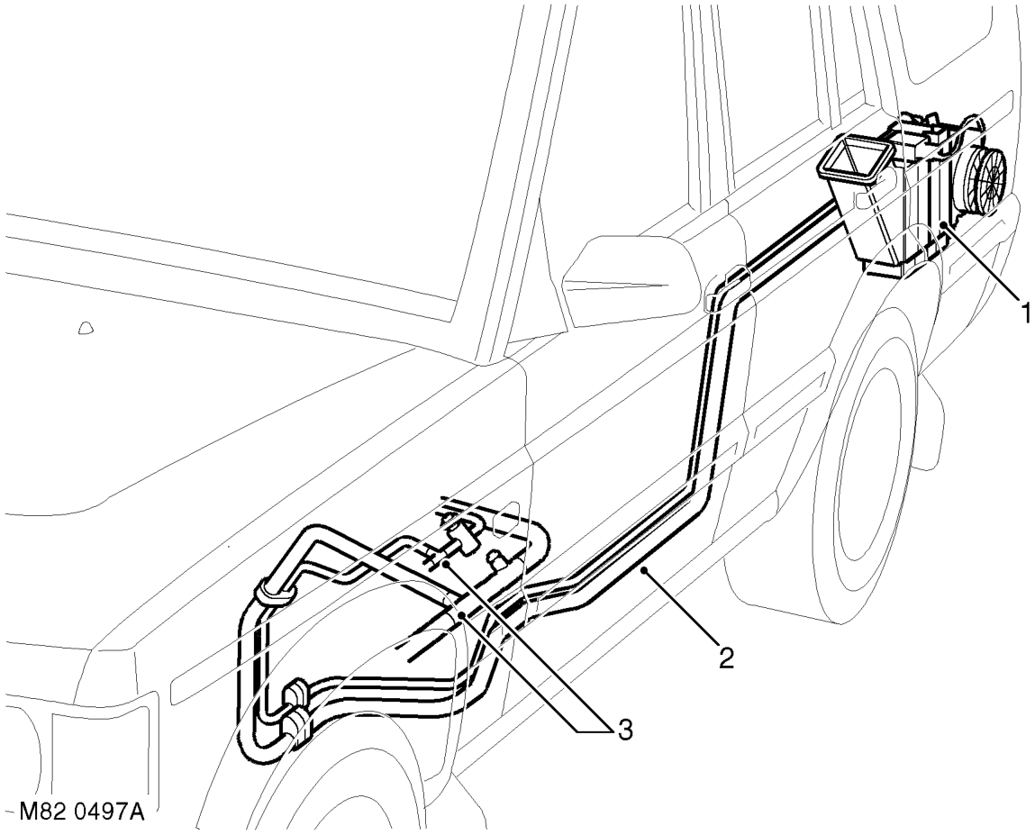 Rear a/c refrigerant system component layout – DESCRIPTION AND OPERATION