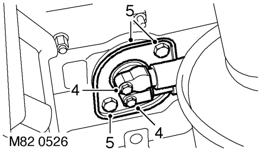 Evaporator and motor assembly - rear – Remove 2 bolts securing high and low pressure pipes, release pipes and discard 'O' rings.
