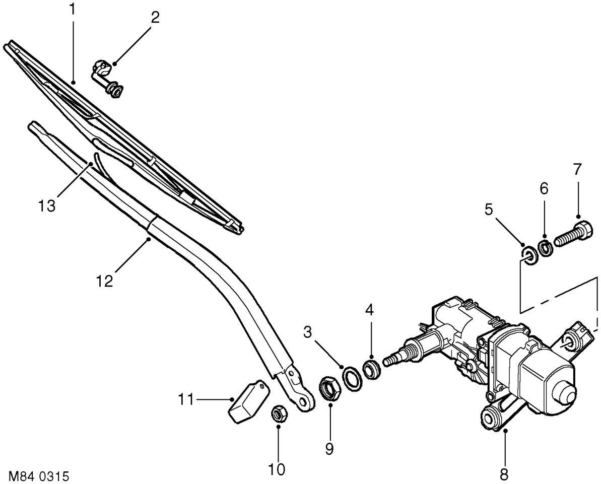 Rear wiper components