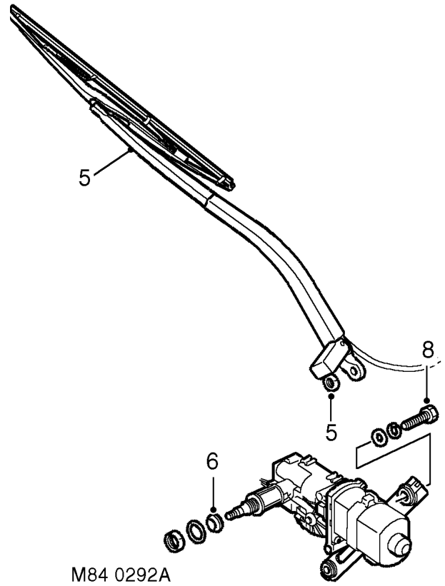 Motor - wiper - rear screen – Disconnect washer tube