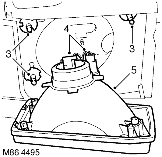 Headlamp - up to 03my – Remove headlamp access cover from body.