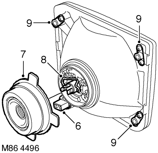 Headlamp - up to 03my – Remove headlamp. NOTE: Do not carry out further dismantling if component is removed for ac
