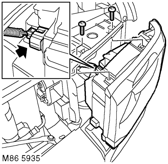 Headlamp - from 03my – Open air deflector access panel and remove Torx screw securing headlamp assembly to the fr