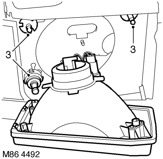 Motor - headlamp levelling – Remove headlamp access cover.