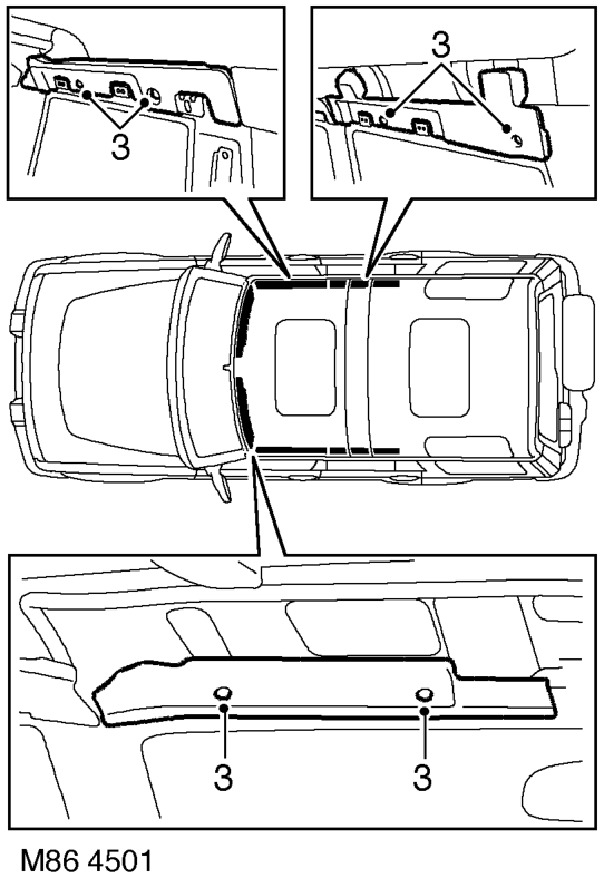 Harness - body – Remove headlining.  INTERIOR TRIM COMPONENTS, REPAIRS, Headlining.