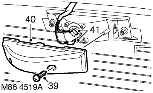 Disconnect multiplug from number plate lamp.