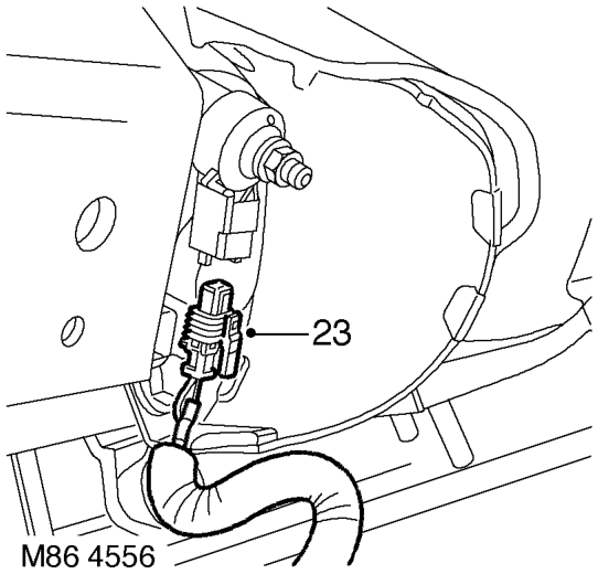 Remove nut securing battery cable to starter and disconnect solenoid cable.