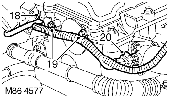 Release nut securing battery lead to alternator and disconnect multiplug from alternator.