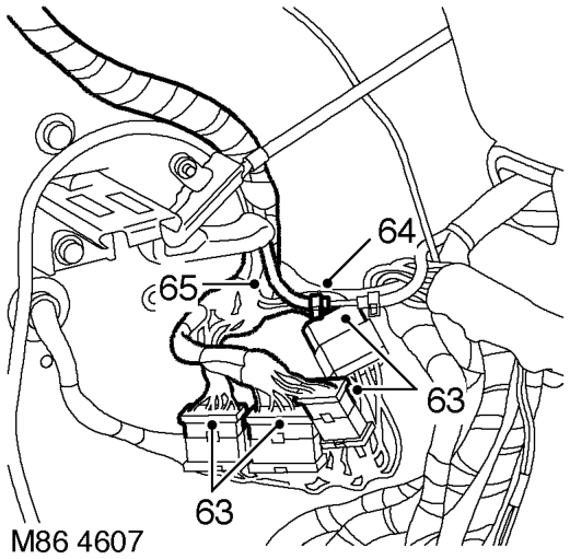 Remove 2 nuts securing earth headers to LH lower 'A' post.