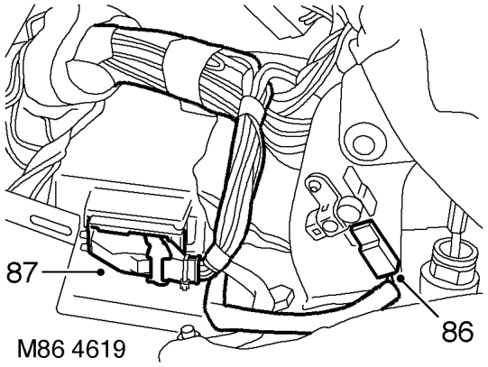 Remove clip securing harness to pedal box.