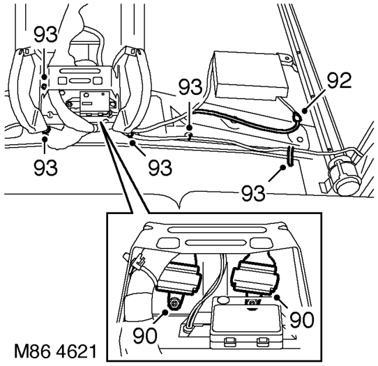 Disconnect 3 multiplugs from RH rear door harness.
