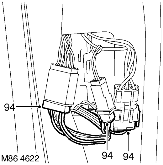 Remove 5 clips and 2 retainers securing harness to floor.
