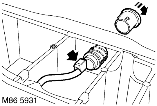 Sensor - parking aid - rear - inner – Remove 7 bolts and 5 screws securing closing panel and remove panel.