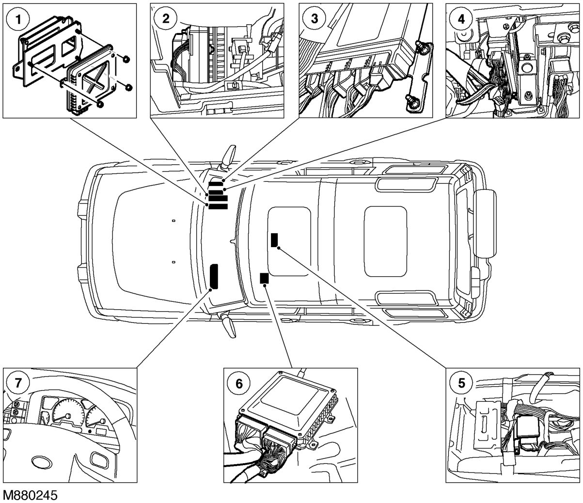 Instrument component location - passenger compartment